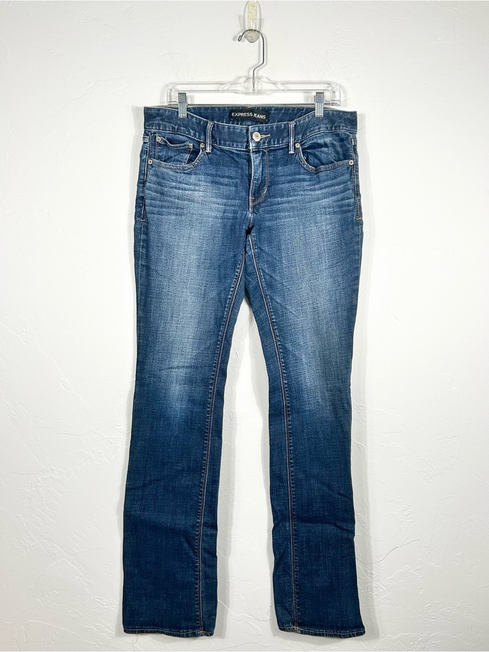 Express Barely Boot Low Rise Jeans Size 10L Medium Wash Blue Denim